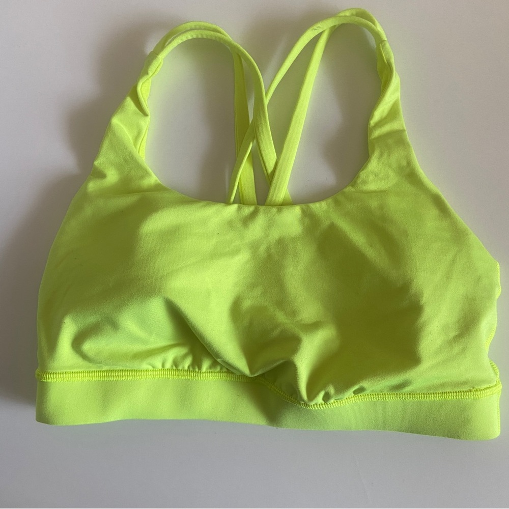 Lululemon energy bra highlighter yellow Sz 6 EUC
